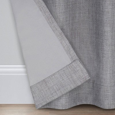 52"x84" Eclipse Blackout Rowland Window Curtain Panel Light Gray: Noise Reduction, Grommet Top, Indoor Use