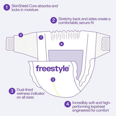 Freestyle Total Chlorine Free 14x Better Absorption Hypoallergenic Baby Diapers - Size 4 - 60ct