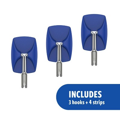Command Small Clear Wire 3 Hooks Blueberry 4 Strip