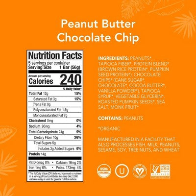 ALOHA Peanut Butter Chocolate Chip Protein Bars - 9.88oz/5ct