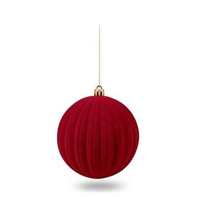 Flocked Ornaments Red Ball - Bullseye's Playground