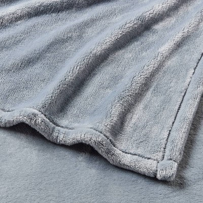 King Microplush Bed Blanket Blue Gray Solid - Threshold