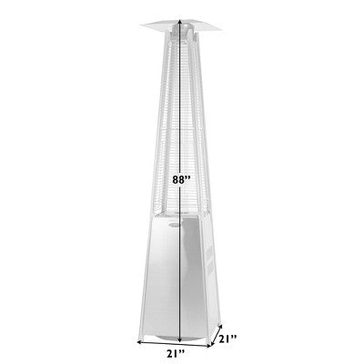 Fire Sense Pyramid Flame Patio Heater 40,000 BTU Outdoor Propane Heater Tower with Wheels - Stainless Steel (LOCAL PICKUP ONLY)