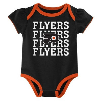 NHL Philadelphia Flyers Infant Girls' 3pk Bodysuits - 12M