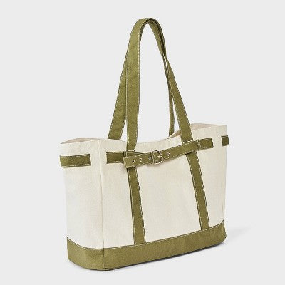 Canvas Large Belted Tote Bag - Universal Thread Green