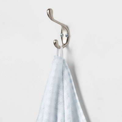 2pk single Traditional Gingham Plaid Bath Towel Blue- Thres