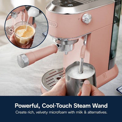 DeLonghi Dedica Duo Espresso and Cold Brew Machine with Milk Frother for Hot & Iced Coffee, Cappuccinos, Lattes & More Rose
