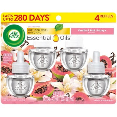 Air Wick Plug-in Scented Oil Air Freshener Refills - Vanilla & Pink Papaya - 4pk