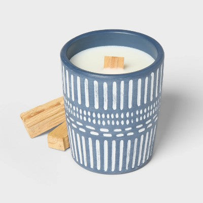 Medium Ceramic Wooden Wick Candle Cedarwood Musk - Threshold