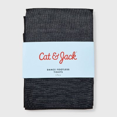 Girls' Dance Footless Tights - Cat & Jack Dark Black XS: Nylon Spandex Knit, Over the Knee, Blackout