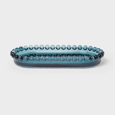 Textured Glass Tray Blue - Threshold