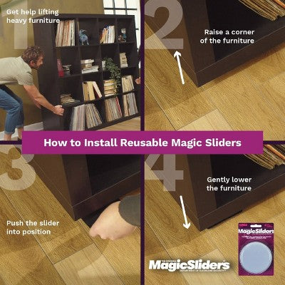 Magic Sliders 4pk 4" Round Adhesives Move and Remove