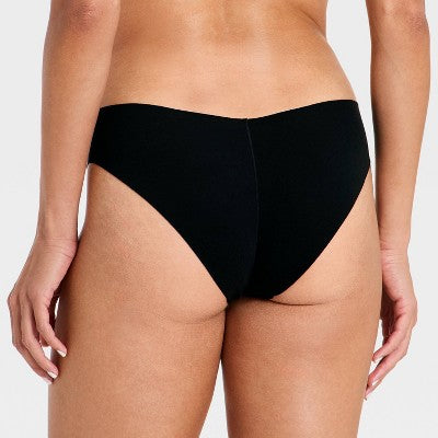 Women's 3pk Invisible Edge Cotton Cheeky Underwear - Auden Black S