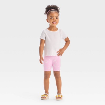 Toddler Girls' Floral Bike Shorts - Cat & Jack Light Purple 4T