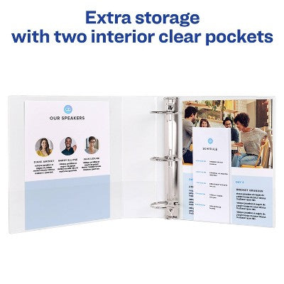 Avery Standard View 3 Ring Binder, 2" Round Rings, 375-Sheet Capacity, 2.8 Inch Wide Spine, 1 White Binder, Ideal for Lightweight Organization