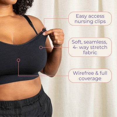 Kindred Bravely for Lansinoh, Nursing and Wearable Pumping Bra - XS/Small Busty - Black