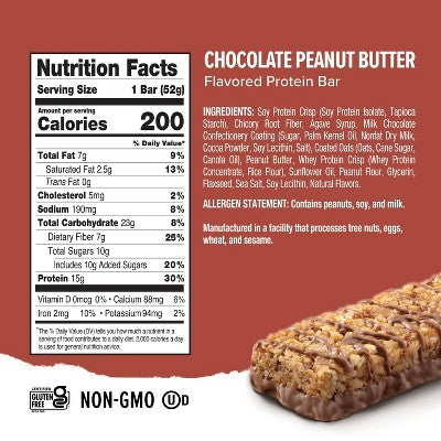 Ready Chocolate Peanut Butter Protein Bars - 15g Protein - 5ct