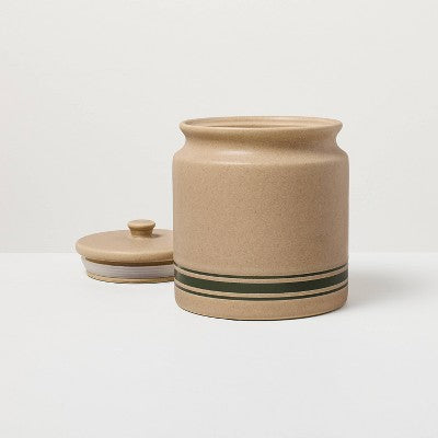 53 fl oz Stoneware Seasonal Canister Green Striped - Hearth & Hand with Magnolia (LOCAL PICKUP ONLY)