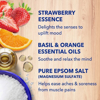 Dr Teal's Epsom Salt Magnesium Soak - Strawberry Serenade with Basil & Orange - 3 lbs