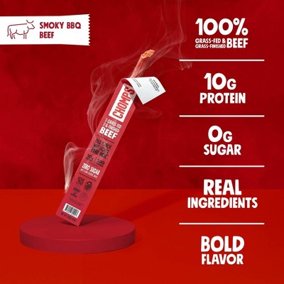 Chomps Snack Sticks Smoky BBQ Beef Meat Sticks - 9.2oz/8ct: 10g Protein