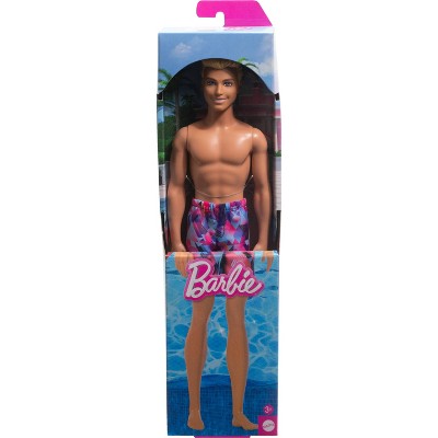 Barbie 12.7" Beach Ken Doll Blond Hair/Blue Eyes Wearing Purple Swimsuit