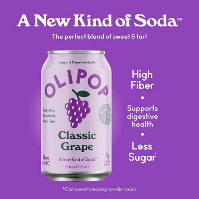 OLIPOP Classic Grape Prebiotic Soda - 4ct/12 fl oz Cans