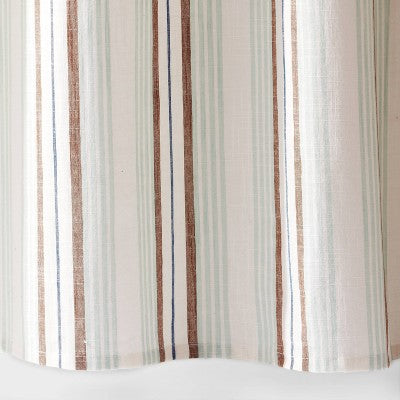 13pc Textured Stripe Shower Curtain Set Green - Threshold