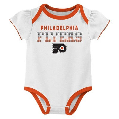 NHL Philadelphia Flyers Infant Girls' 3pk Bodysuits - 12M