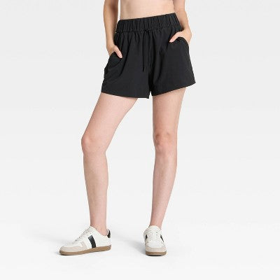 Women's Active Light High-Rise Wide Leg Shorts 3.5" Black S