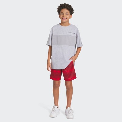 Champion Boys' Oversized Mesh Panel T-Shirt - Heathered Gray L