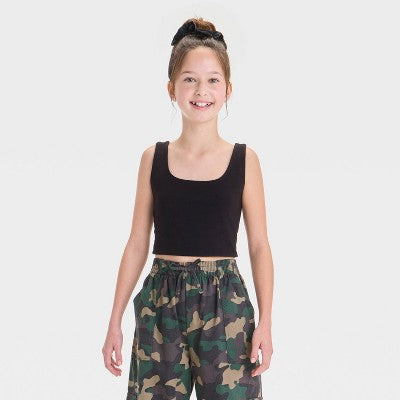 Girls' Square Neck Tank Top - art class Black M