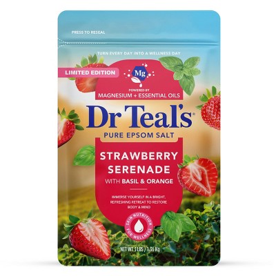 Dr Teal's Epsom Salt Magnesium Soak - Strawberry Serenade with Basil & Orange - 3 lbs