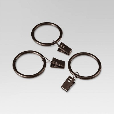 1.5" Curtain Clip Rings Set Oil Rubbed Bronze - Threshold