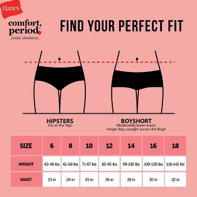 Hanes Girls' 4pk Hipster Period Underwear Moderate Protection - colors may vary 16