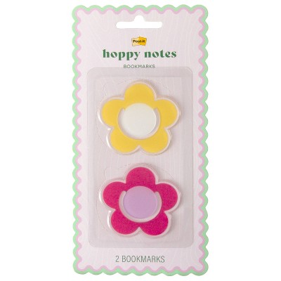 Post-it 2pk Hoppy Notes Pink and Yellow Flower Bookmarks