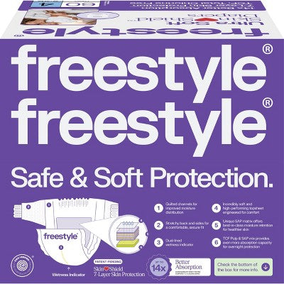 Freestyle Total Chlorine Free 14x Better Absorption Hypoallergenic Baby Diapers - Size 2 - 72ct