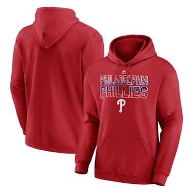 MLB Philadelphia Phillies Men's Hooded Sweatshirt - XL: Cotton-Polyester Blend, Pullover
