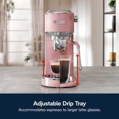 DeLonghi Dedica Duo Espresso and Cold Brew Machine with Milk Frother for Hot & Iced Coffee, Cappuccinos, Lattes & More Rose