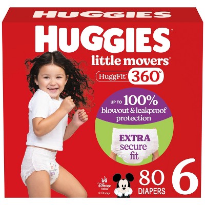 Huggies Little Movers HuggFit 360 Disposable Diapers - Size 6 - 80ct