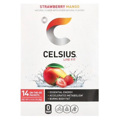 Celsius Live Fit, Strawberry Mango, 14 On-The-Go-Packets, 0.18 oz (5.02 g) Each