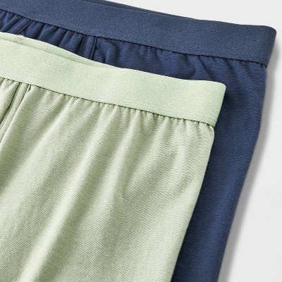 Men's 2pk Fashion Boxer Briefs - Goodfellow & Co Blue L: Cotton Spandex Blend, Mid Rise, Knit Fabric