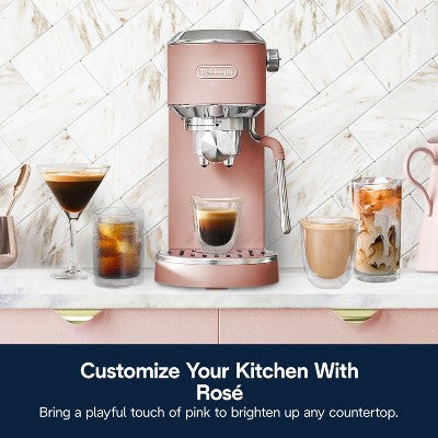 DeLonghi Dedica Duo Espresso and Cold Brew Machine with Milk Frother for Hot & Iced Coffee, Cappuccinos, Lattes & More Rose