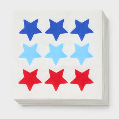 30ct 4th of July USA Star Print Lunch Napkins - Spritz