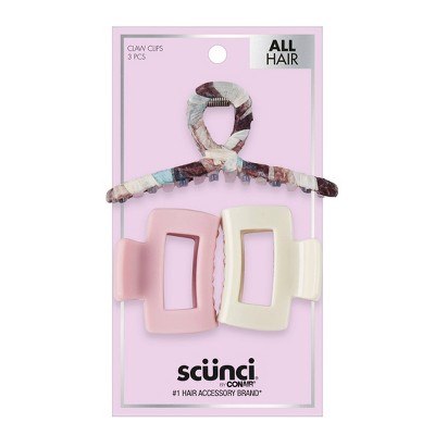 scunci Mixed Fabric Claw Clips - 3ct