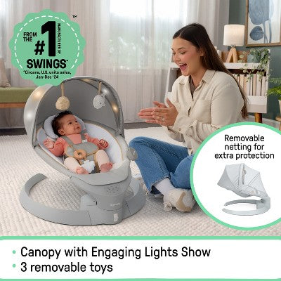 Ingenuity Inlighten 3-in-1 Bounce & Sway Baby Swing with Bluetooth & Canopy - Pebble Shore (LOCAL PICKUP ONLY)