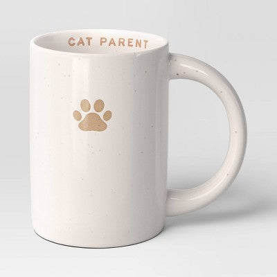 14oz Stoneware Embossed Paw Cat Parent Mug Ivory - Room Essentials (LOCAL PICKUP ONLY)